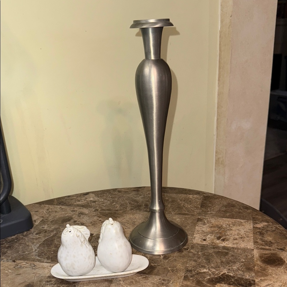 Bombay Company Tall Pewter 13.75 inch Candle Holder